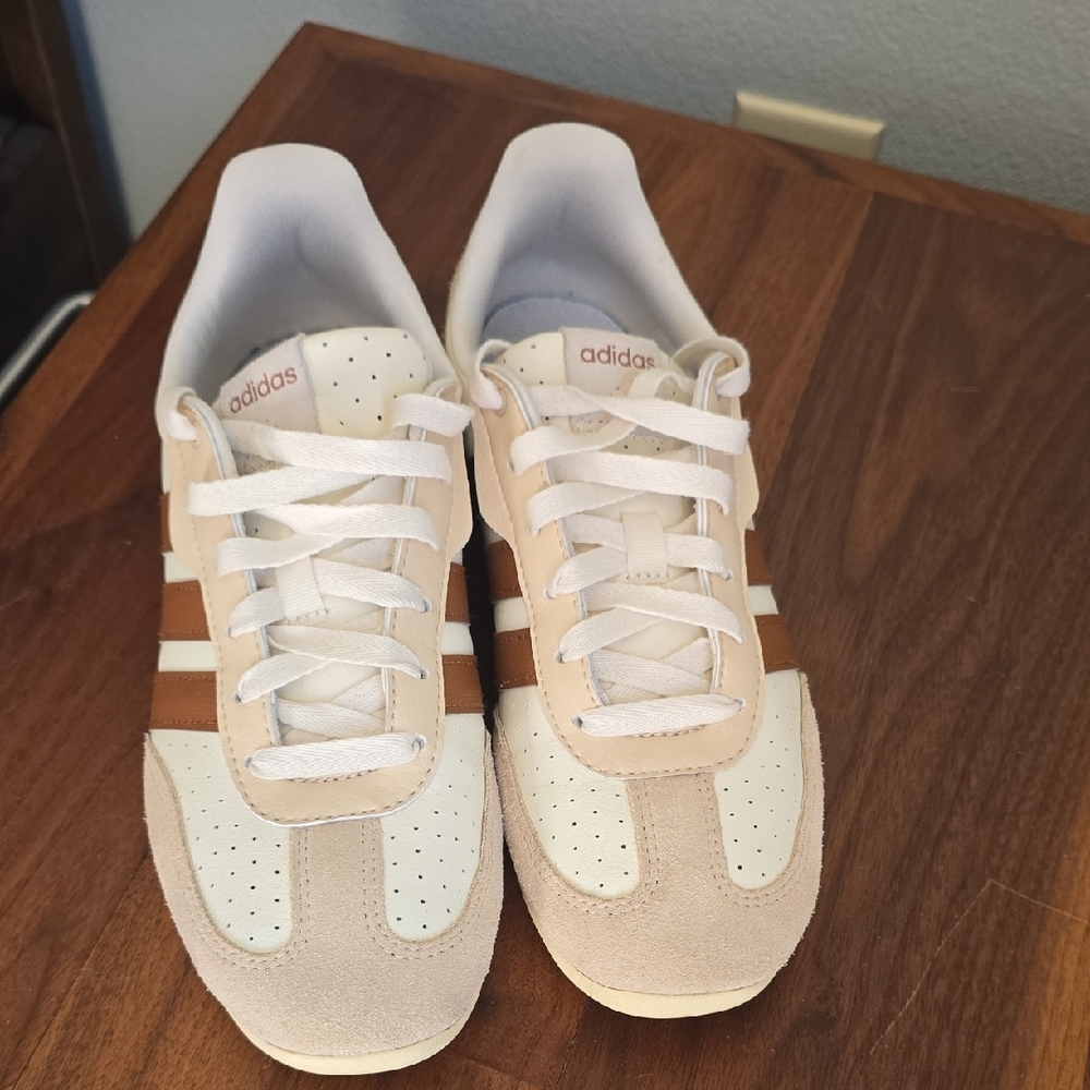 Adidas Cream and Brown Sneakers